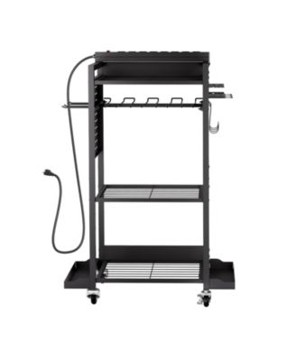 4-Tier Tool Organizer Cart with Charging Station, 8 AC Outlets, Rolling Drill Holder & Tool Battery Storage Rack, Wheels, Garage Use