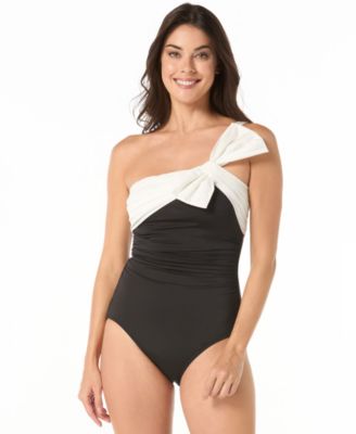 Women's Bow-Trim One-Shoulder One-Piece Swimsuit