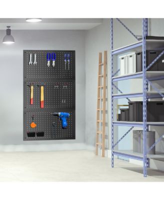 Pegboard 3PC Wall Organizer Panels 24"x16", Black