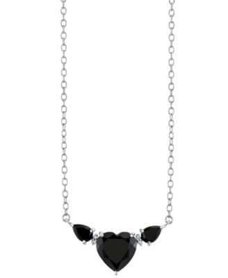 Onyx (3-1/2 ct. t.w.) & Diamond Accent Pendant Necklace in Sterling Silver