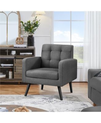 One Pack  Tufted Accent Chair Mid Century Modern Fabric Arm Chair