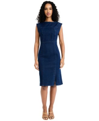 Women's Sleeveless Denim Midi Dress