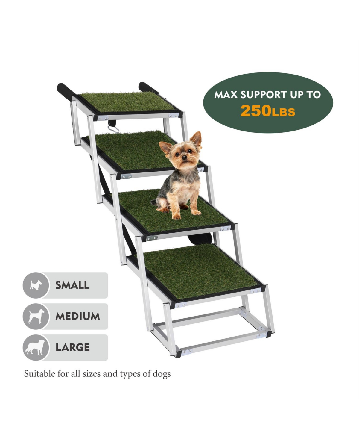 Aostirmotor Dog Stairs for Large Dogs with Non-Slip Surface & Reinforced Design in Green