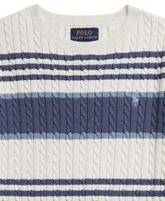 Girls' 7-16 Striped Cable Sweater and Skirt, 2-Piece Set