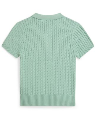 Girls' 7-16 Mini-Cable Polo Sweater