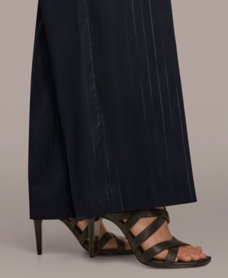 Women's Pinstripe Wide Leg Pull-On Pants