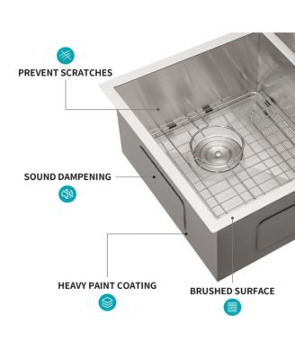 32x18x9inch Undermount Double Bowl Kitchen Sink 16 Gauge Stainless Steel 50 and 50 Split