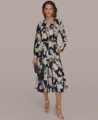 Women's Long-Sleeves Collared Midi Dress