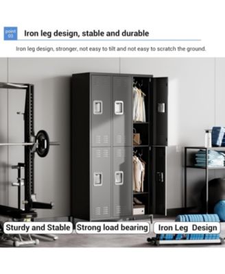 6-Door Metal Office Storage Cabinet with 27 Hooks & 9 Shelves, 72" Tall Steel Lockers, Employee Locker Cabinet for Office, Gym, Home