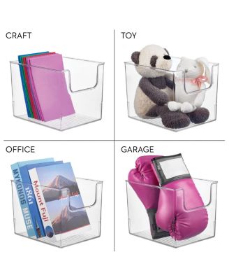 Kitchen Plastic Storage Organizer Bin with Open Front - 8 Pack -  Clear