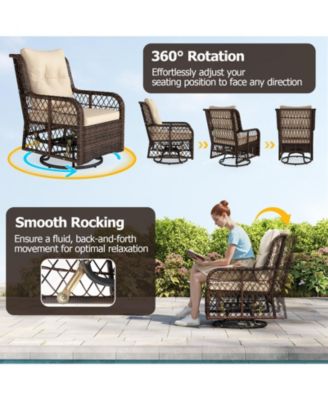 Outdoor 3-Piece Furniture Set with Swivel Gliders and Side Table