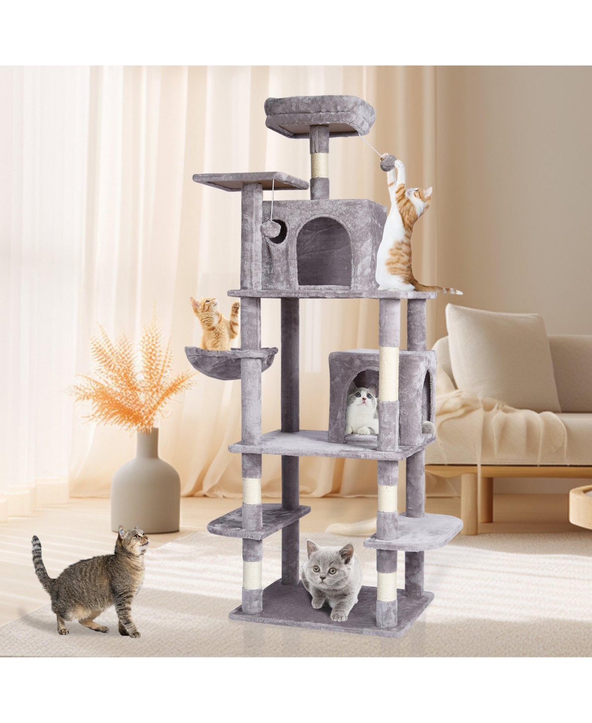 Cozito 68.5" Multi-Level Cat Tree with 2 Condos