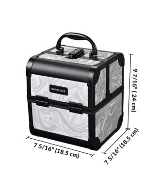 Makeup Train Case with Portable Cube Case Cosmetic Organizer Graystone