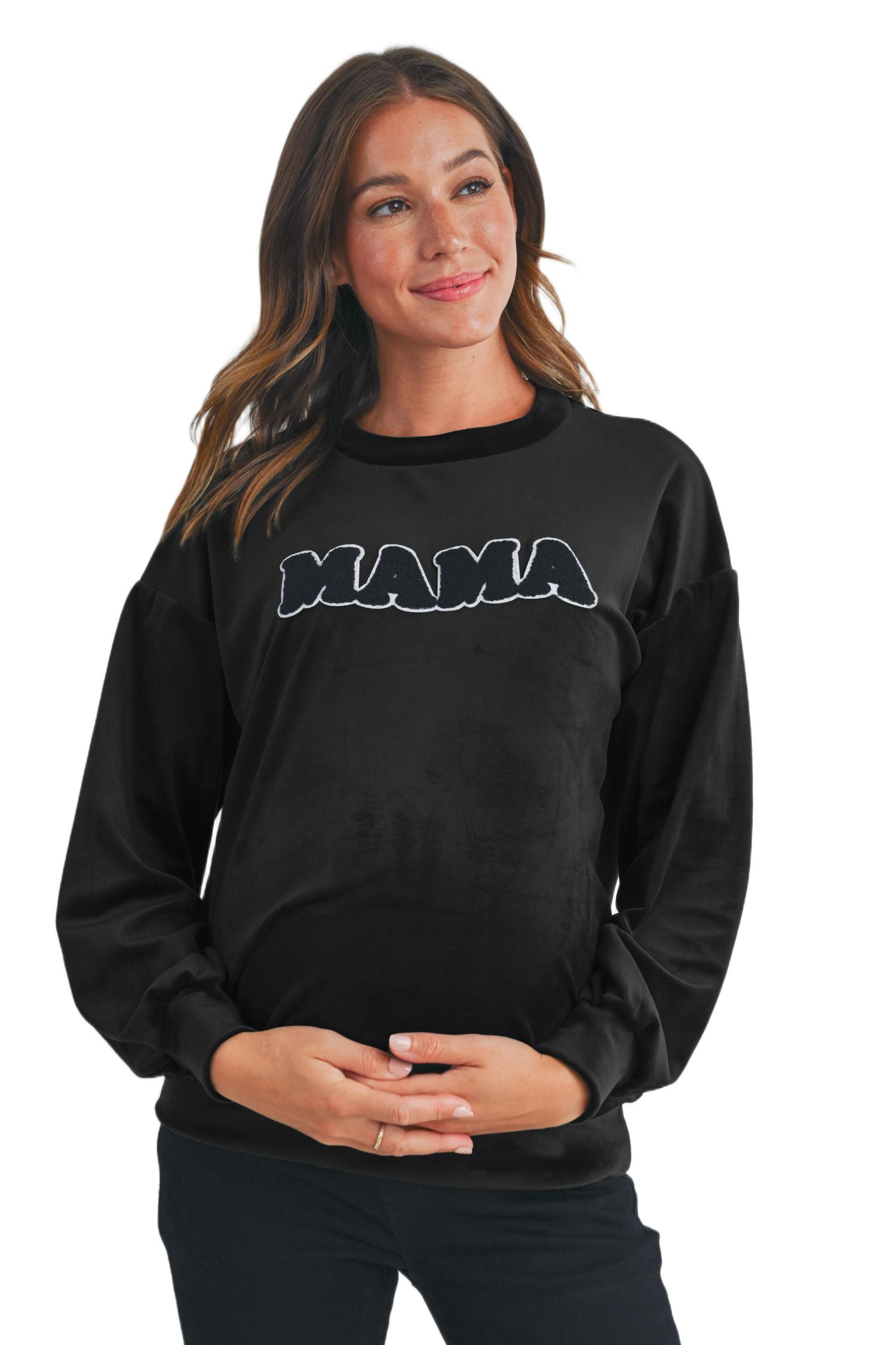 Women's Velvet Mama Crewneck Maternity Sweatshirt