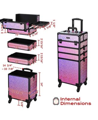 Makeup Train Case Kit with Cube Case Cosmetic Organizer Mermaid Pink