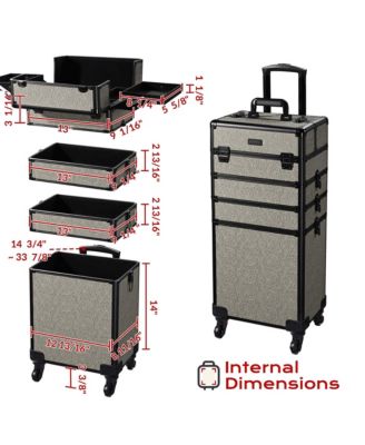 Makeup Train Case Trolley w/ Cube Case Cosmetic Organizer Gray