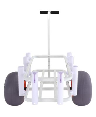 Beach Fishing Cart, 300 lbs Capacity, Aluminum Pier Wagon with Two 13" PU Balloon Tires and 8 Rod Holders