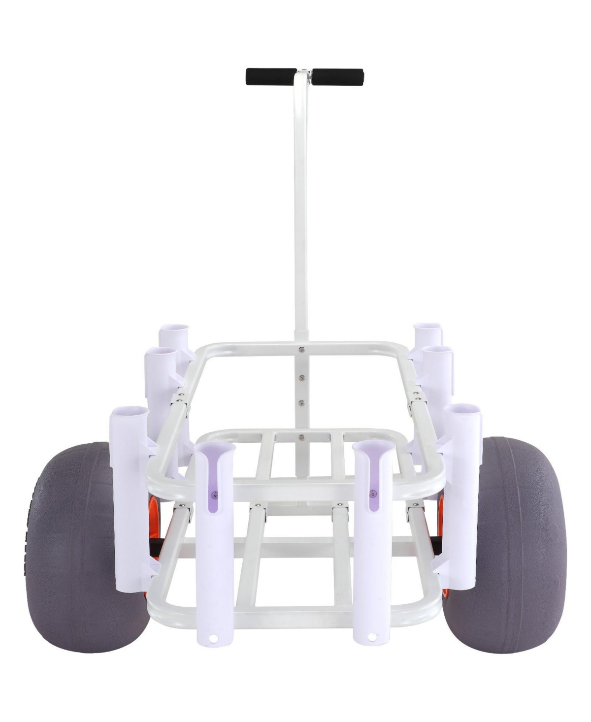 Mecale Beach Fishing Cart, 300 lbs Capacity, Aluminum Pier Wagon with Two 13" Pu Balloon Tires and 8 Rod Holders
