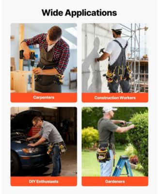 Magnetic Tool Belt Pouch, 28 Pockets Heavy-Duty Utility Tool Belt, Detachable Work Bag, Adjustable Waist 31–48 in