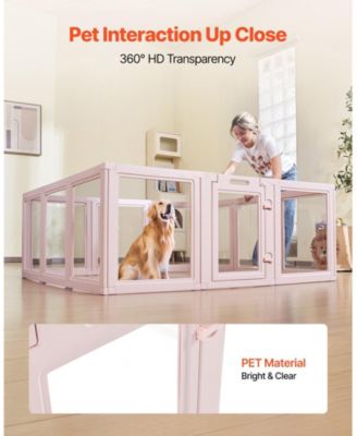Dog Whelping Box, 60 x 59 x 23 in Clear Plastic Whelping Pen for X-Large Dogs, Waterproof w/ Windows & Door Lock, Easy-Clean Indoor Birth Kit