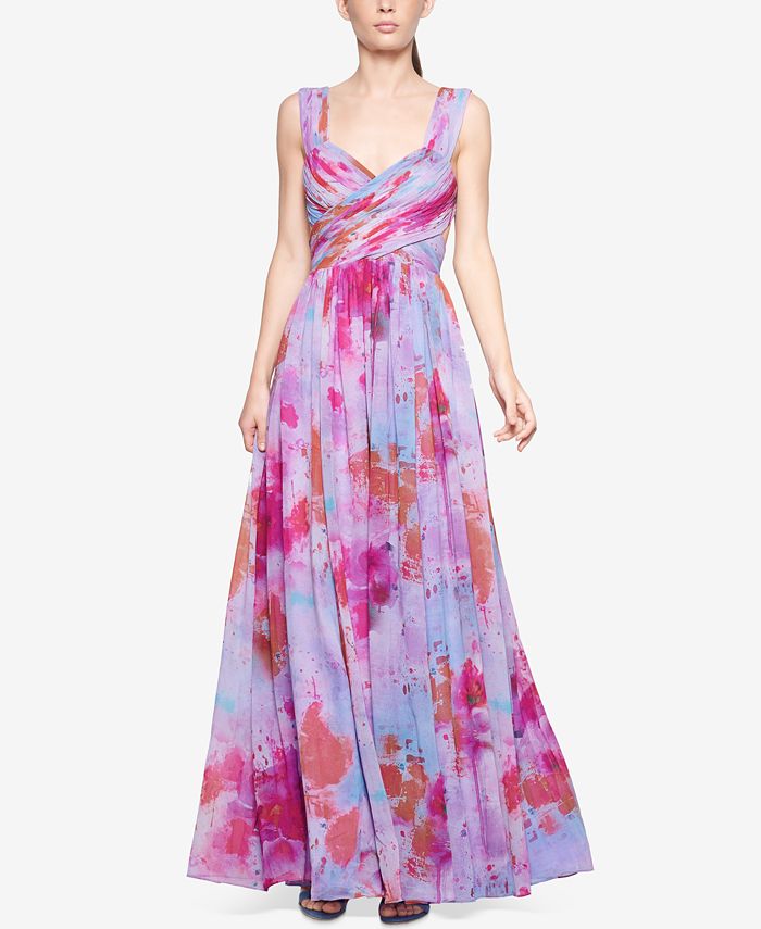 Fame and Partners Printed Pleated Gown - Macy's