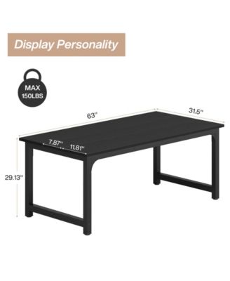 63-Inch Dining Table for 4-6, Industrial Rectangular Kitchen Table, Modern Wooden Dinner Tables with Sturdy Metal Legs