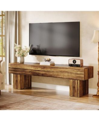 63" TV Stand, Farmhouse Entertainment Center, Low TV Console Table, Long Media Console Television Stands for 55/60/65 Inches TV