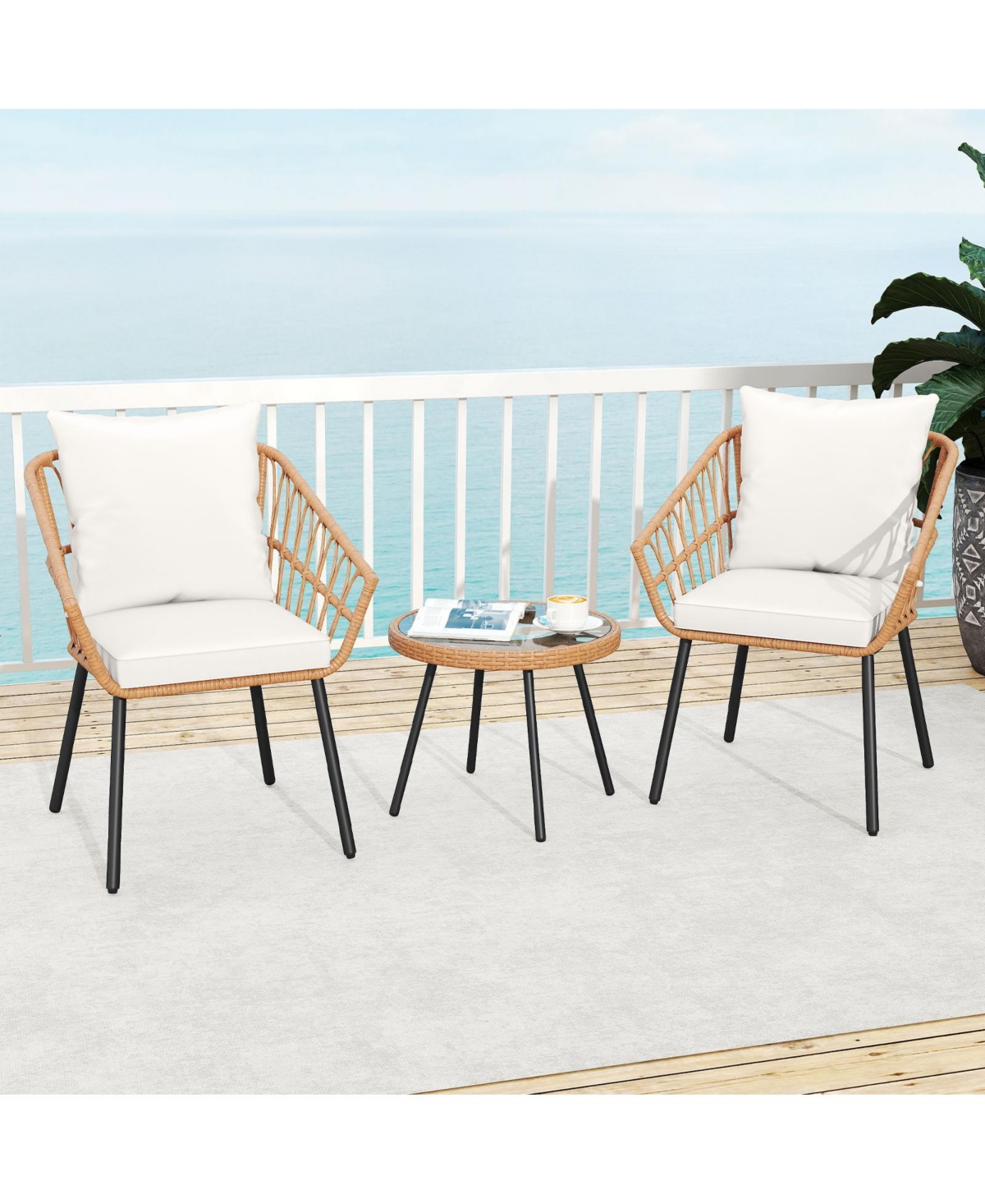 Slickblue Outdoor 3-Piece Bistro Set with Sturdy Metal Frame