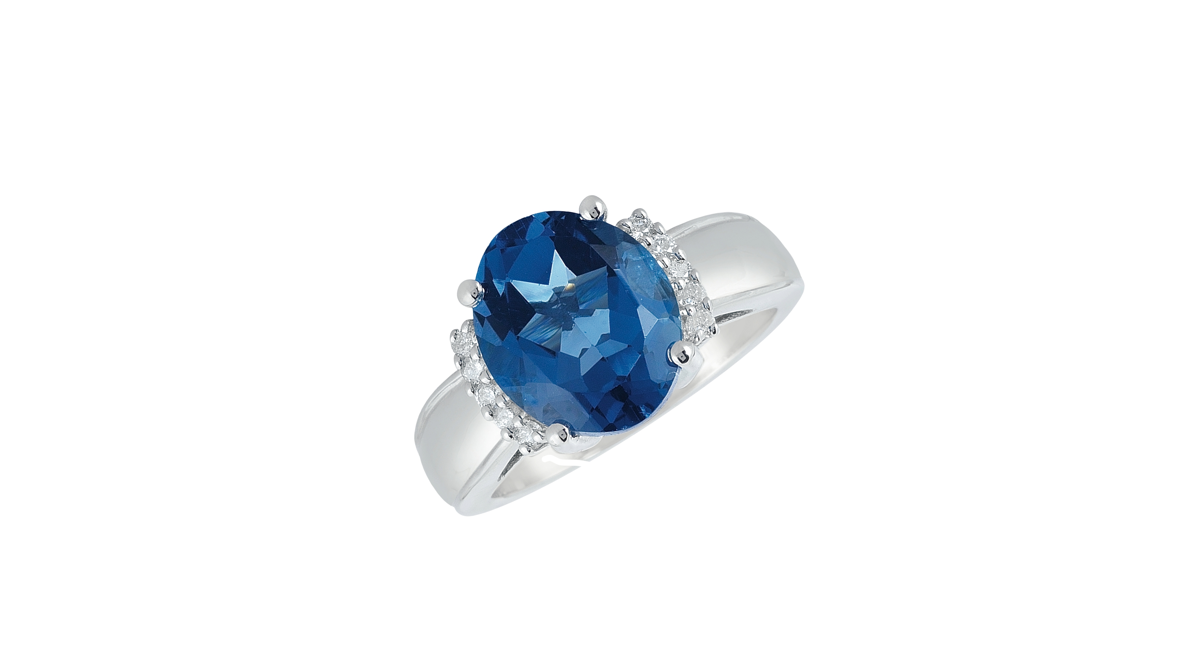 Macy's London Blue Topaz (5-1/2 ct. t.w.) & Diamond (1/6 ct. t.w.) Ring in Sterling Silver