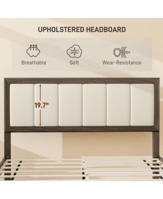 Full Size Bed Frame with Headboard Platform Bed Frame Charcoal