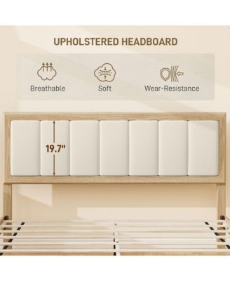 Queen Bed Frame with Headboard, Platform Bed Frame Charcoal