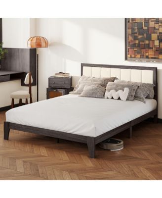 Queen Bed Frame with Headboard, Platform Bed Frame Charcoal