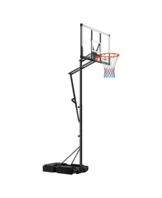 Portable Basketball Hoop, 5.25–10 ft Height Adjustable Stand with 48" PC Backboard, Rolling Wheels, Outdoor Goal System