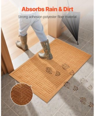 Beige Door Mat, 29.5 x 17.7 in Low-Profile Doormat w/ Non-Slip Rubber Backing, Absorbent Dirt-Trapping Entry Mat for Porch/Patio