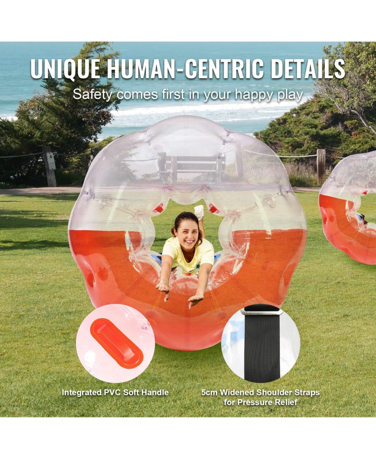 Mecale Inflatable Bumper Ball, Thick Pvc Bubble Ball for Teens & Adults, Outdoor Games, 1-Pack