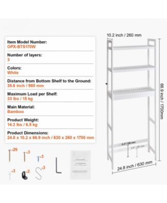 Over-The-Toilet Storage Shelf, 3-Tier Bathroom Space Saver Organizer Rack