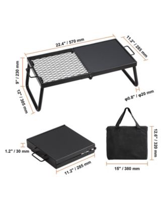 22.4" Folding Campfire Grill, Heavy Duty Steel Mesh Grate with Legs and Carrying Bag, Camping Grate for Fire Pit Cooking