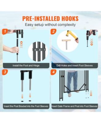 Pool Fence Gate, 4 ft x 2.5 ft Removable Inground Pool Gate Kit, Easy DIY Install, Child & Pet Safety Fence Gate with Stainless Latch