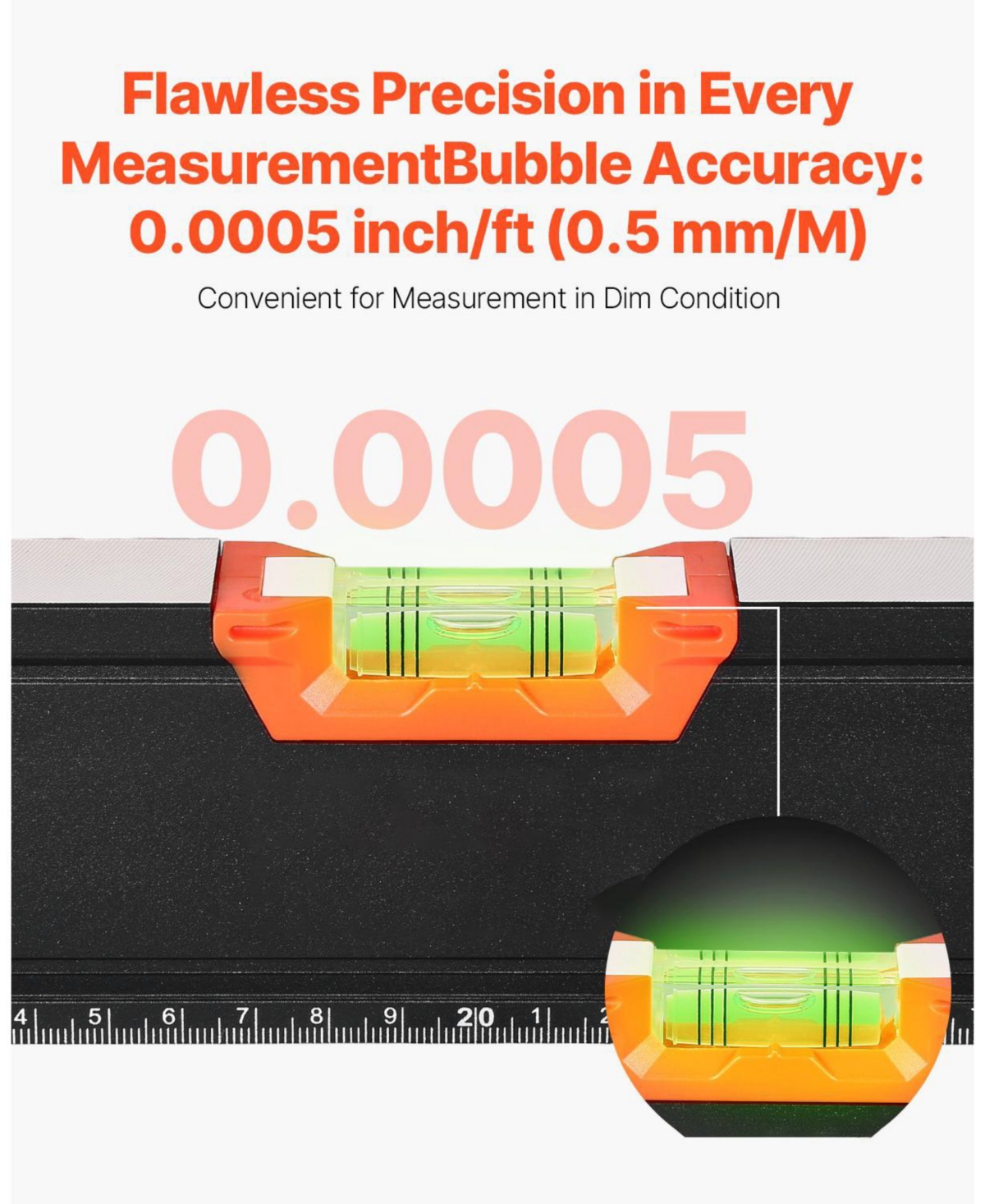 Mecale 4-Piece Box Level Set, 48/24/16/10", Light-Up Bubble Vials, 45/90/180° Ruler, Aluminum Alloy, Shock-Proof (10" Magnetic