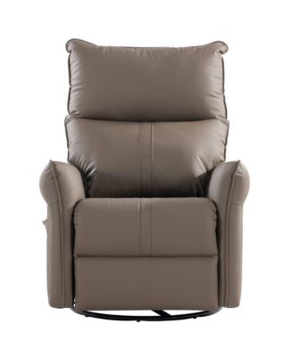 360 Swivel Recliner Chair, Manual Rocker Recliner with Extendable Footrest & Side Pockets