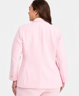 Plus Size Notched Collar One-Button Blazer