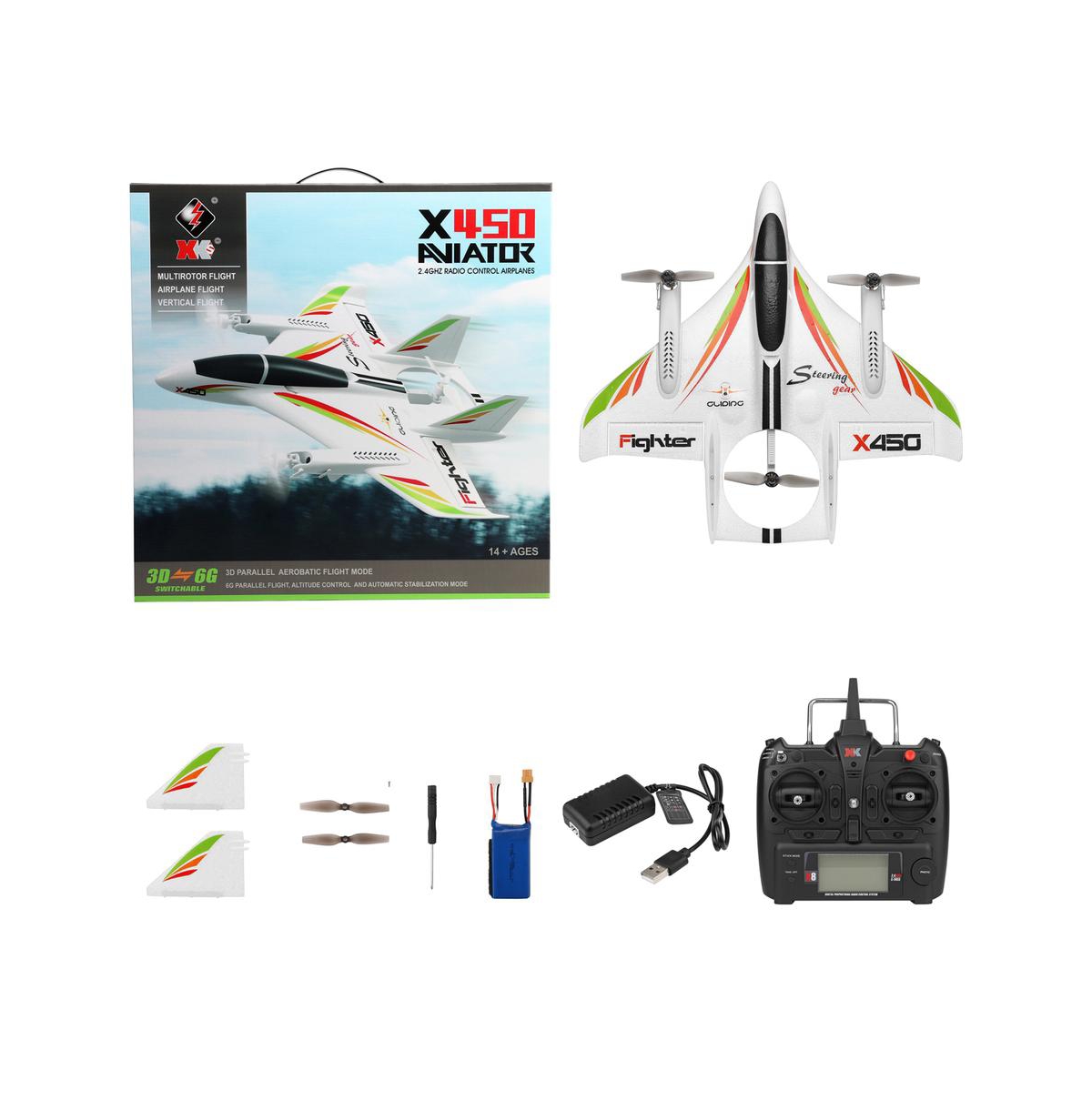 Bruce & Shark Vtol Rc Plane | 6CH, 3D/6G Modes, Brushless Motors, Led Lights