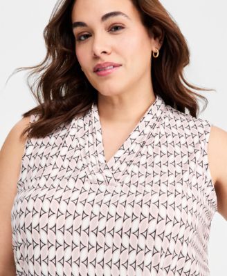 Plus Size Printed Sleeveless Top
