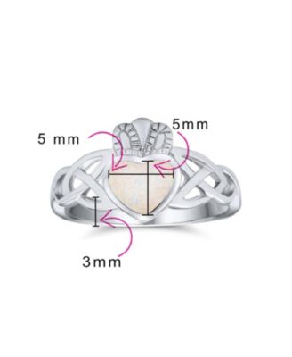 BFF Celtic Irish Friendship Promise Created Opal Claddagh Ring Sterling Silver