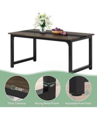 63" Industrial Dining Table for 4–6 with Sturdy Metal Legs and Wood Top