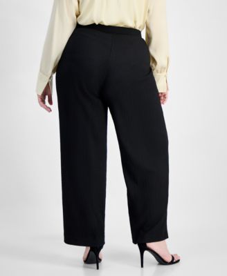 Plus Size Textured Pull-On Pants