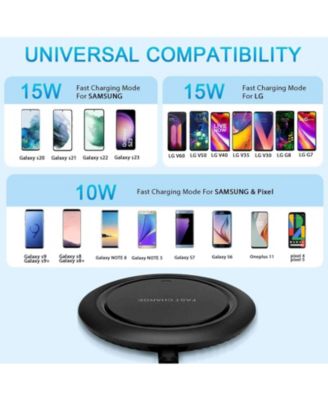 Round desktop wireless charger, 15W maximum fast wireless charging pad, compatible with i-Phone 14 for Apple, Black