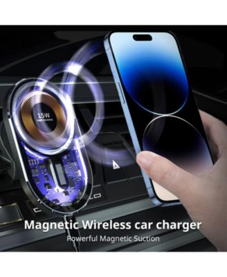 Wireless Car Charger, 15W Fast Charging 360 Degree LED Car Charger Phone Holder Phone Holder for Apple Fast Charging