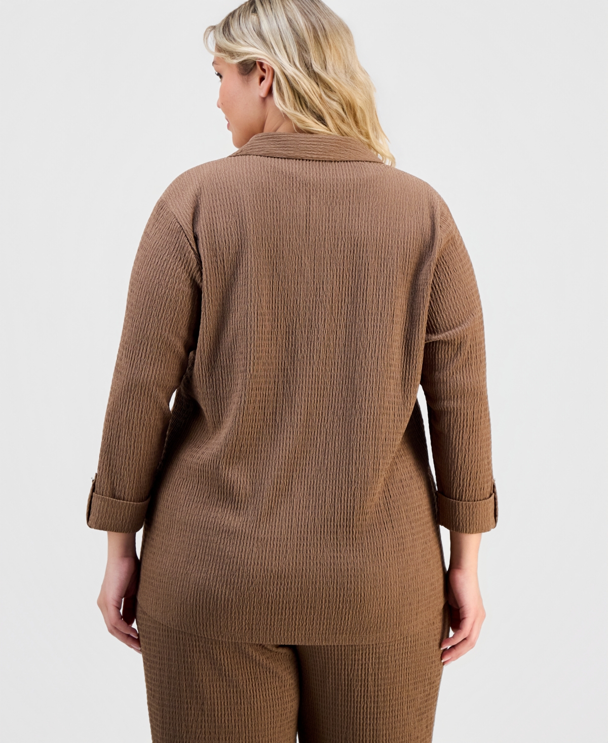 Anne Klein Essentials Plus Collared Textured Top