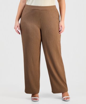 Plus Size Textured Wide Leg Pants